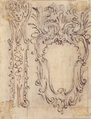Designs for a Pilaster Ornament and Cartouche (recto); Design for a Window or a Wall Plaque (verso)., Giovanni Battista Foggini (Italian, Florence 1652–1725 Florence), Pen and brown ink, over traces of black chalk; verso: pen and brown ink over traces of black chalk